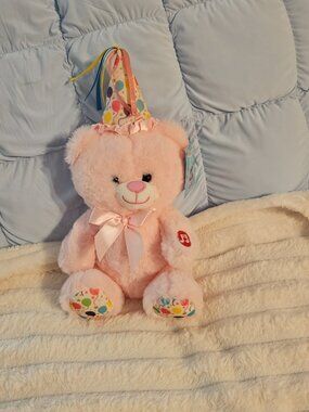 Linzy Musical Pink Happy Birthday Teddy Bear – Plush Singing Birthday Bear NWT